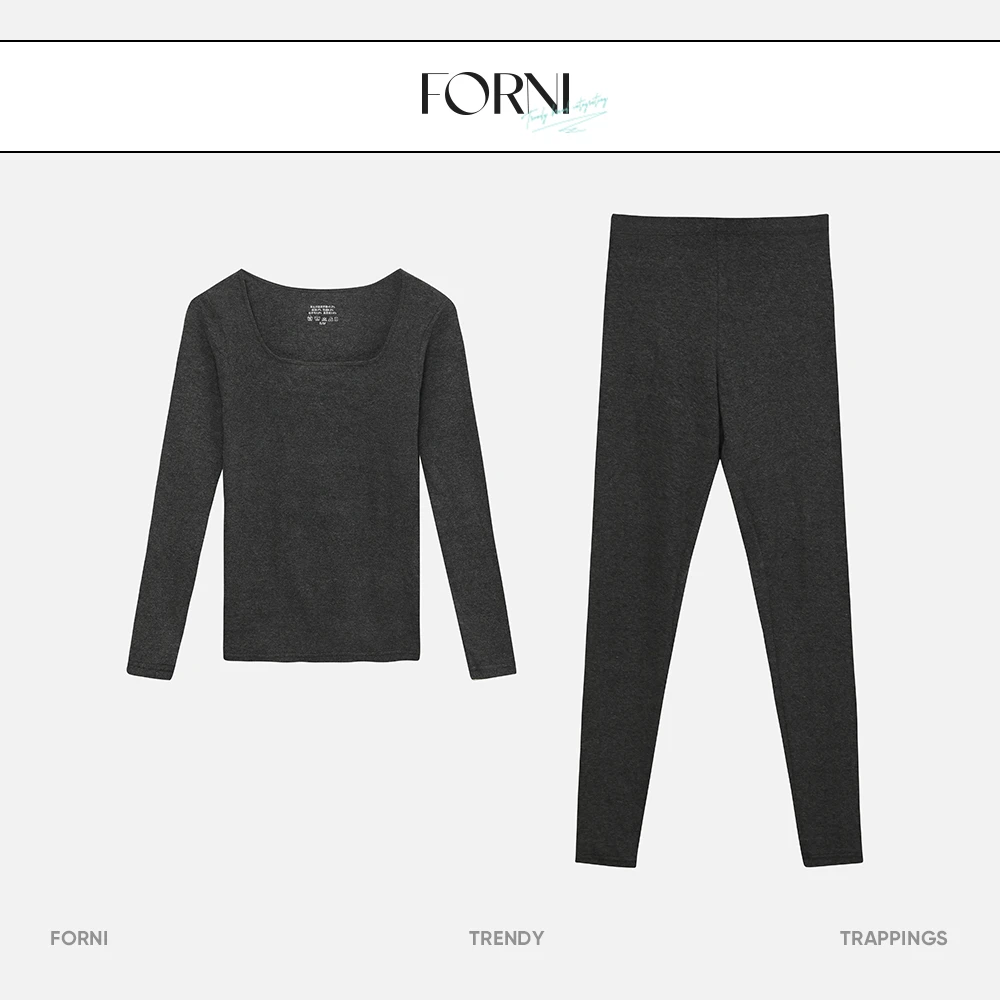 FORNI  棉壁炉效应三色保暖衣保暖内衣棉毛衫球衣秋裤女