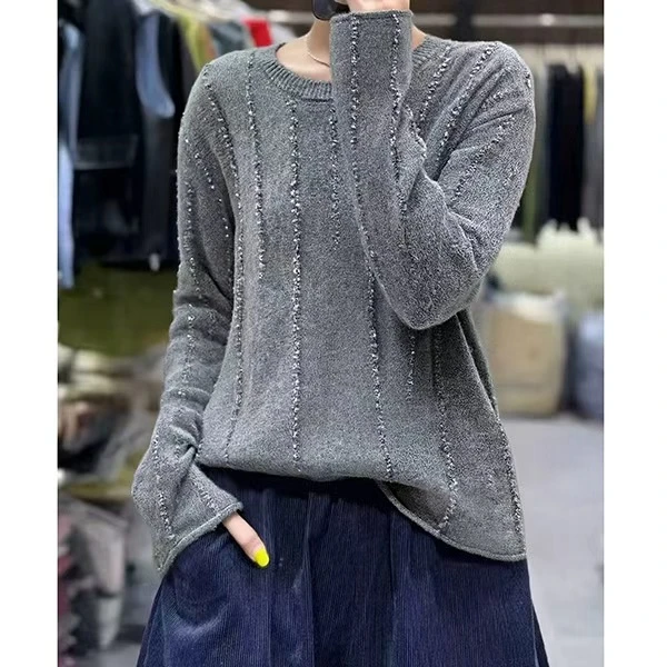 全毛高货~羊毛羊绒~胸112-180长63小众穿搭套头内搭长袖毛衣 3575