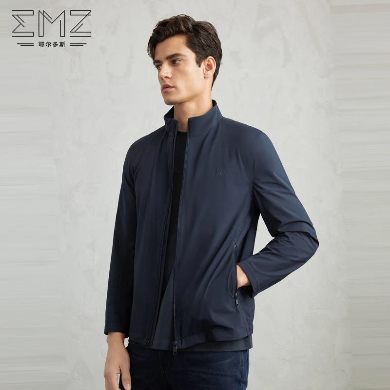 EMZ鄂尔多斯男士春季夹克耐磨立领男装中老年商务弹力运动外套