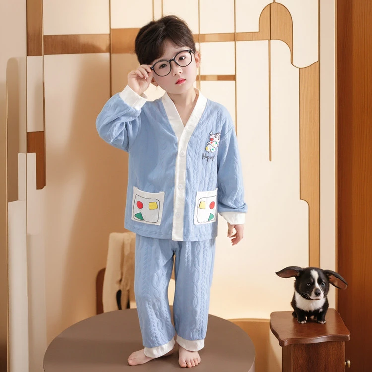 6卡通男童睡衣春秋季纯棉1-2-3-4岁男宝宝儿童开衫家居服分体洋气