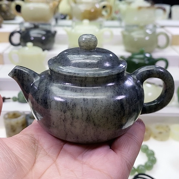 和田玉未镶嵌挂件茶壶130m l