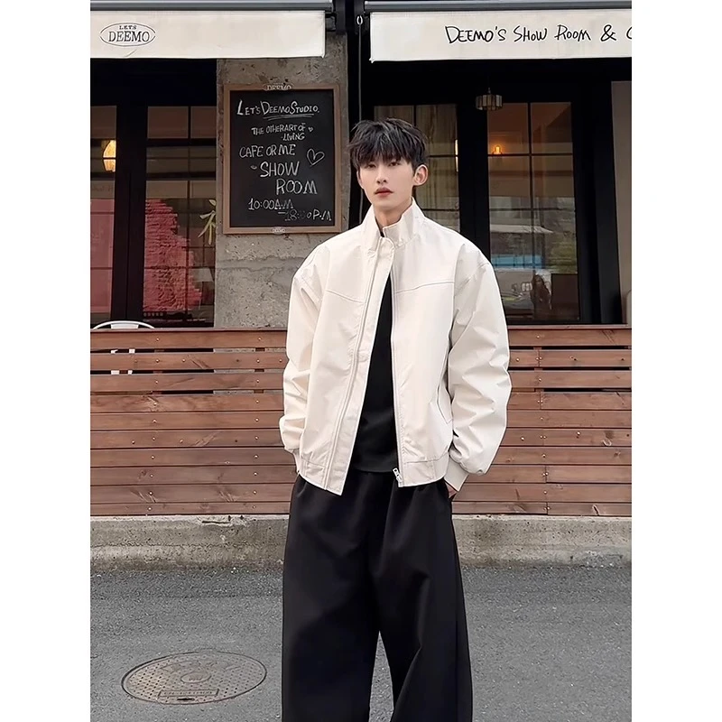 cleanfit白色飞行员夹克男款春秋季痞帅硬汉穿搭美式休闲工装外套