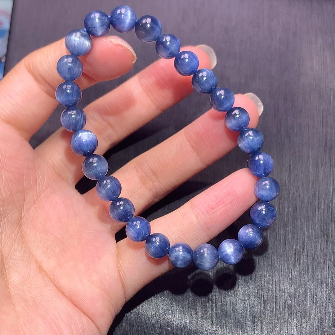 未镶嵌手串水晶7mm蓝晶石（拍5件）总价250元