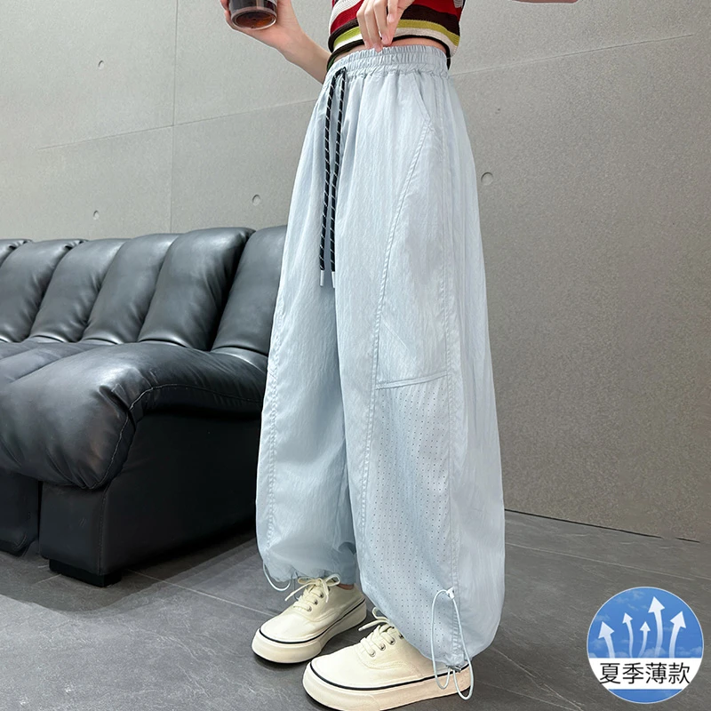 女童防蚊裤2025新款夏装儿童时尚肌理感裤子女大童夏季休闲灯笼裤