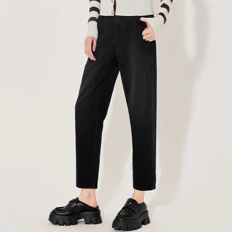 春秋薄款直筒裤高腰九分休闲裤时尚宽松百搭直筒牛仔裤161T5325