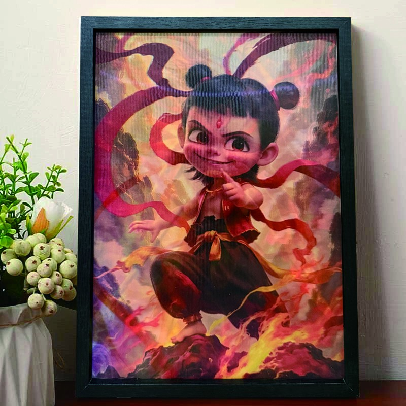 2周边3D立体画 手工diy相框摆件家居玄关书桌摆台装饰画 哪吒3040