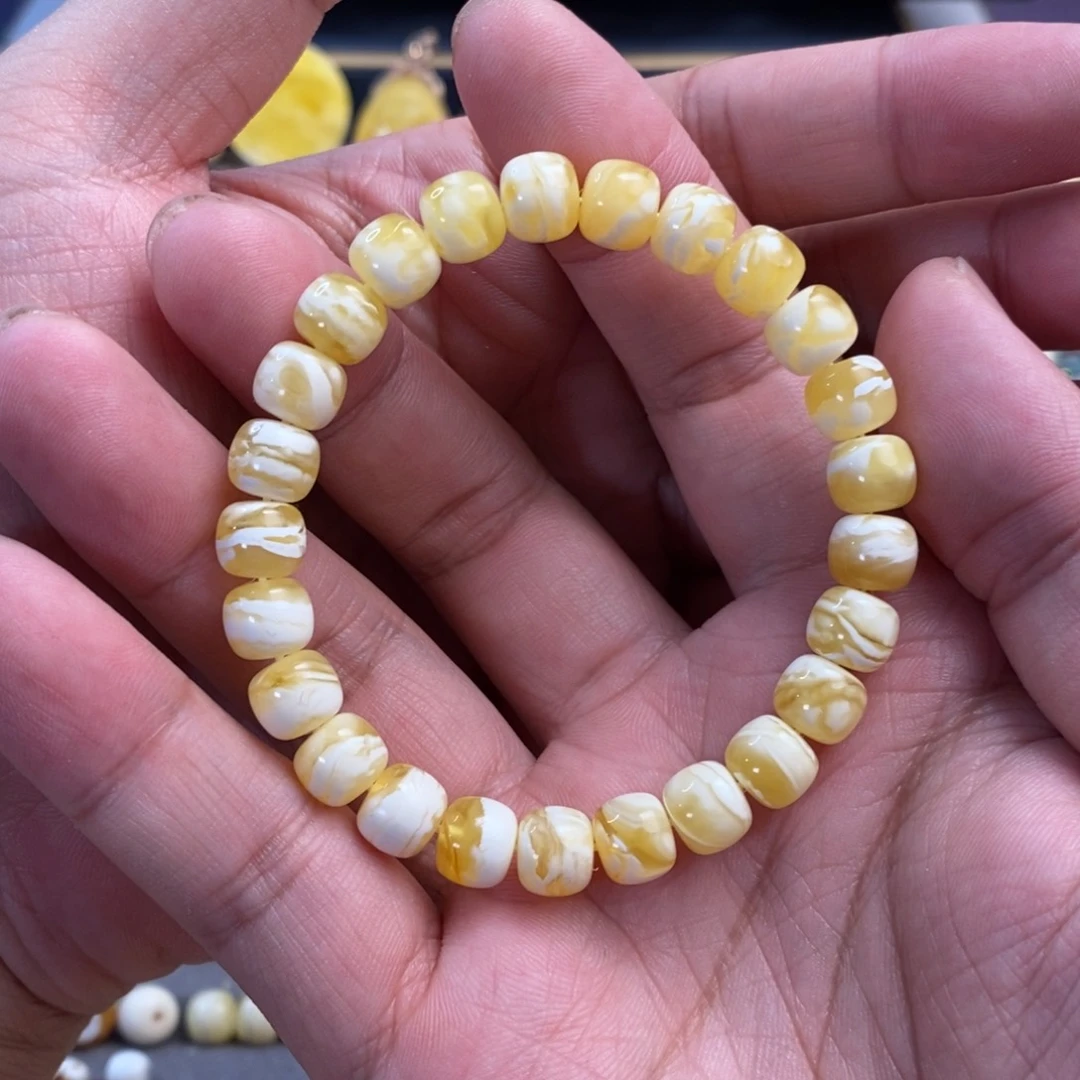 未镶嵌蜜蜡裸石金虎手串8.8mm