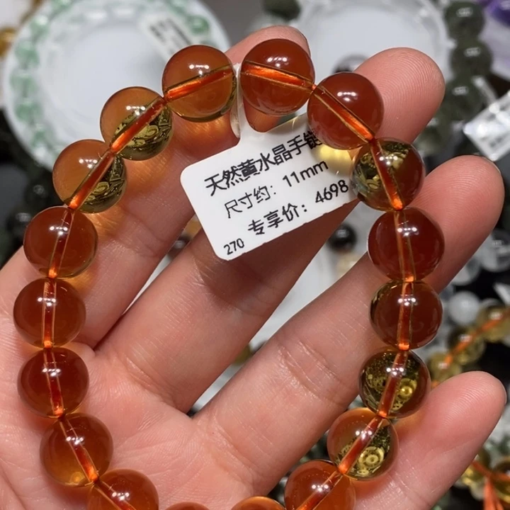 水晶未镶嵌手链黄水晶手链