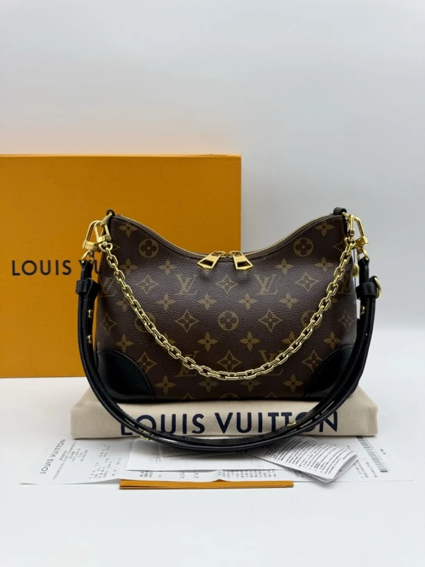 95新 LouisVuitton/路易威登 新款牛角包 Boulogne黑色 老花