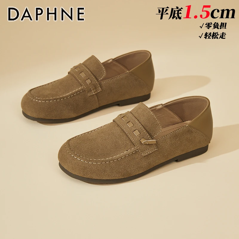 达芙妮平底玛丽珍鞋女2025秋季新款复古一脚蹬豆豆鞋百搭浅口单鞋