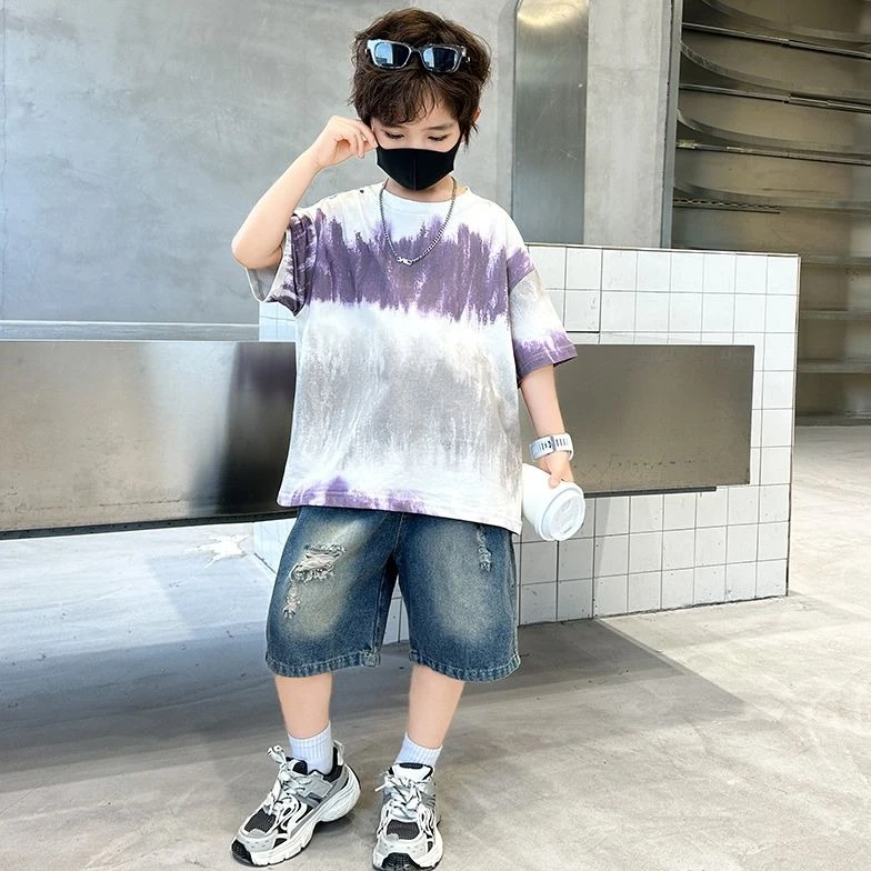 男童夏装纯棉帅气短袖新款男孩痞帅中大童儿童夏季上衣夏款半袖潮