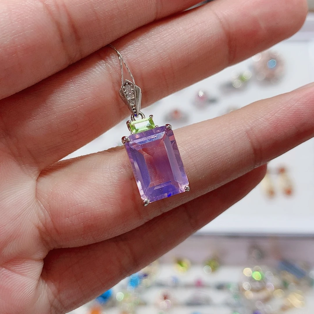 紫晶吊坠赠链银S925镶嵌