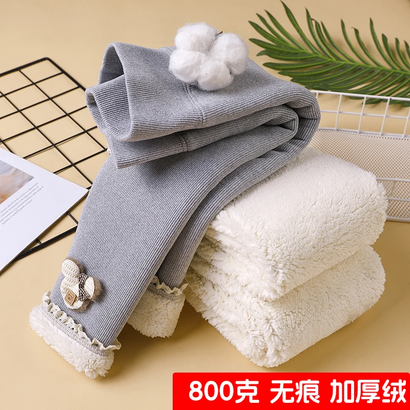 女童宽松打底裤新款冬季加绒加厚打底运动裤高腰无痕宝宝洋气外穿