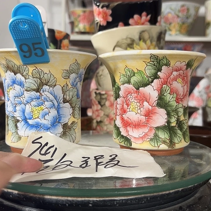 景德镇幸运花盆手绘韩式花盆