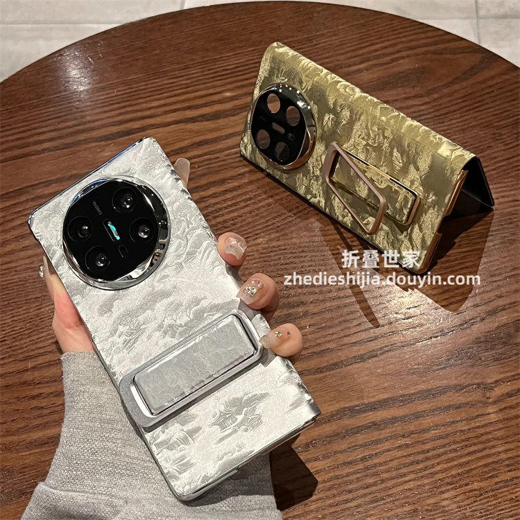 适用华为MateX5手机壳溪山隐院腕带支架磁吸翻盖皮套MateX6典藏版