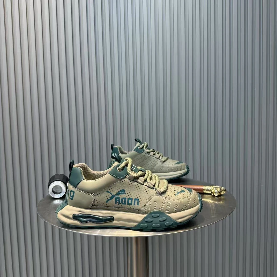 2025秋季新款男鞋增高轻便潮鞋透气舒适轻便网面鞋青年圆头系带