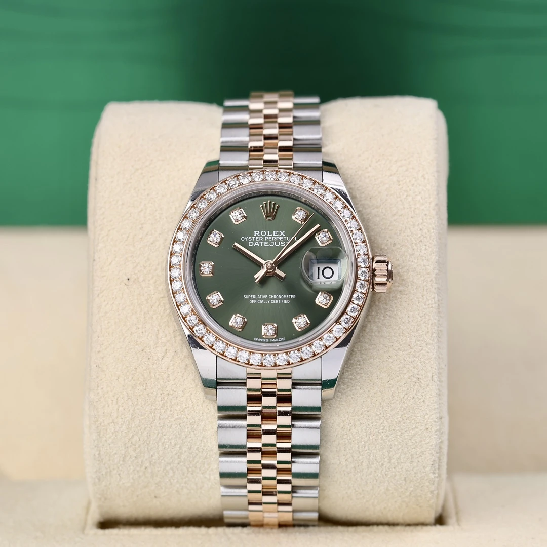 95新 Rolex/劳力士 279381 橄榄绿 钻圈五珠链 28mm 2018年保卡