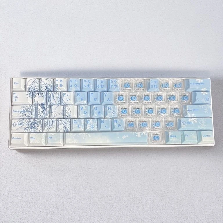 雪之下雪乃2.0键帽原厂高度PBT透明透光正刻适配63 64 60 65 68