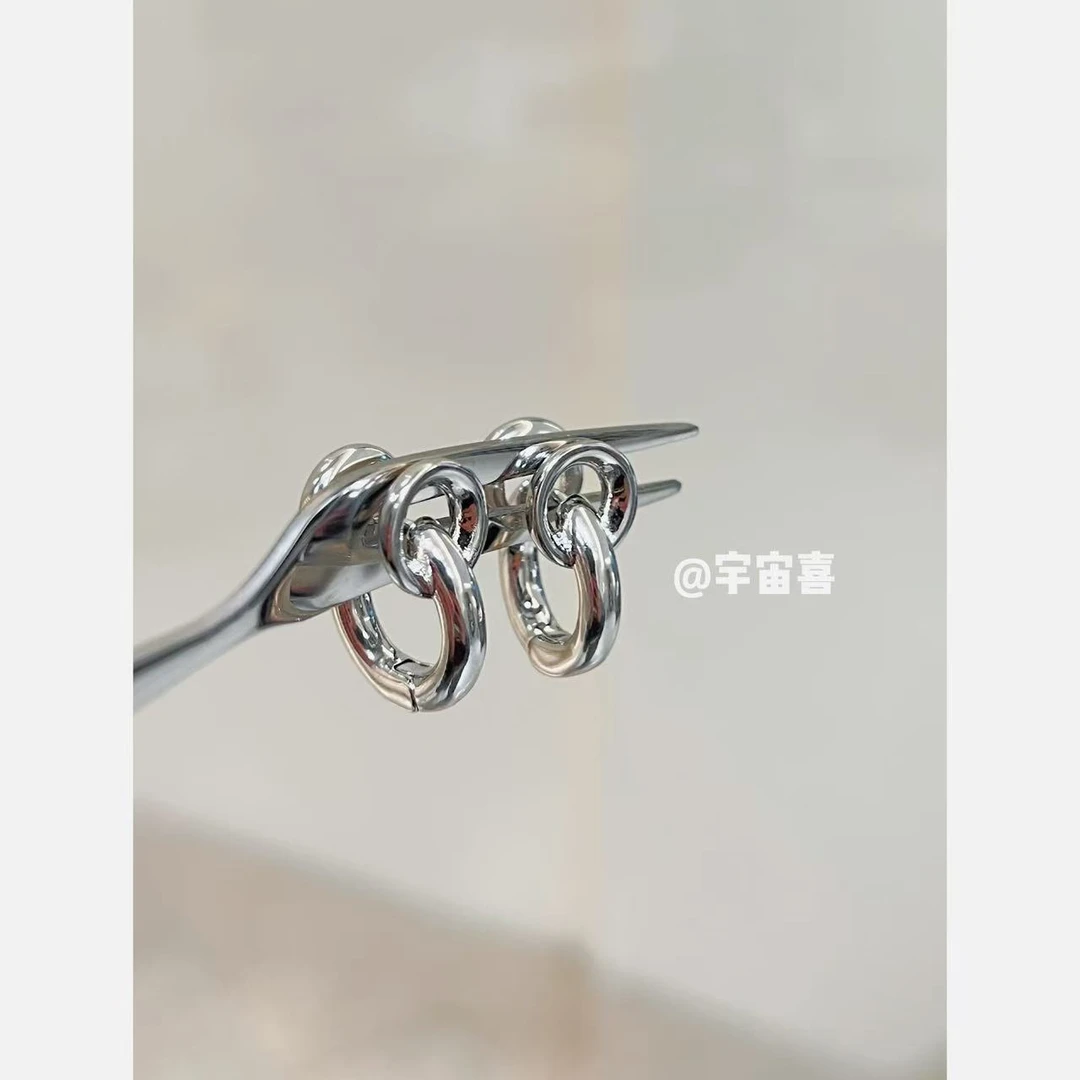 铜合金耳饰 D4-106【纯金属锁扣造型马蹄扣耳扣】银色