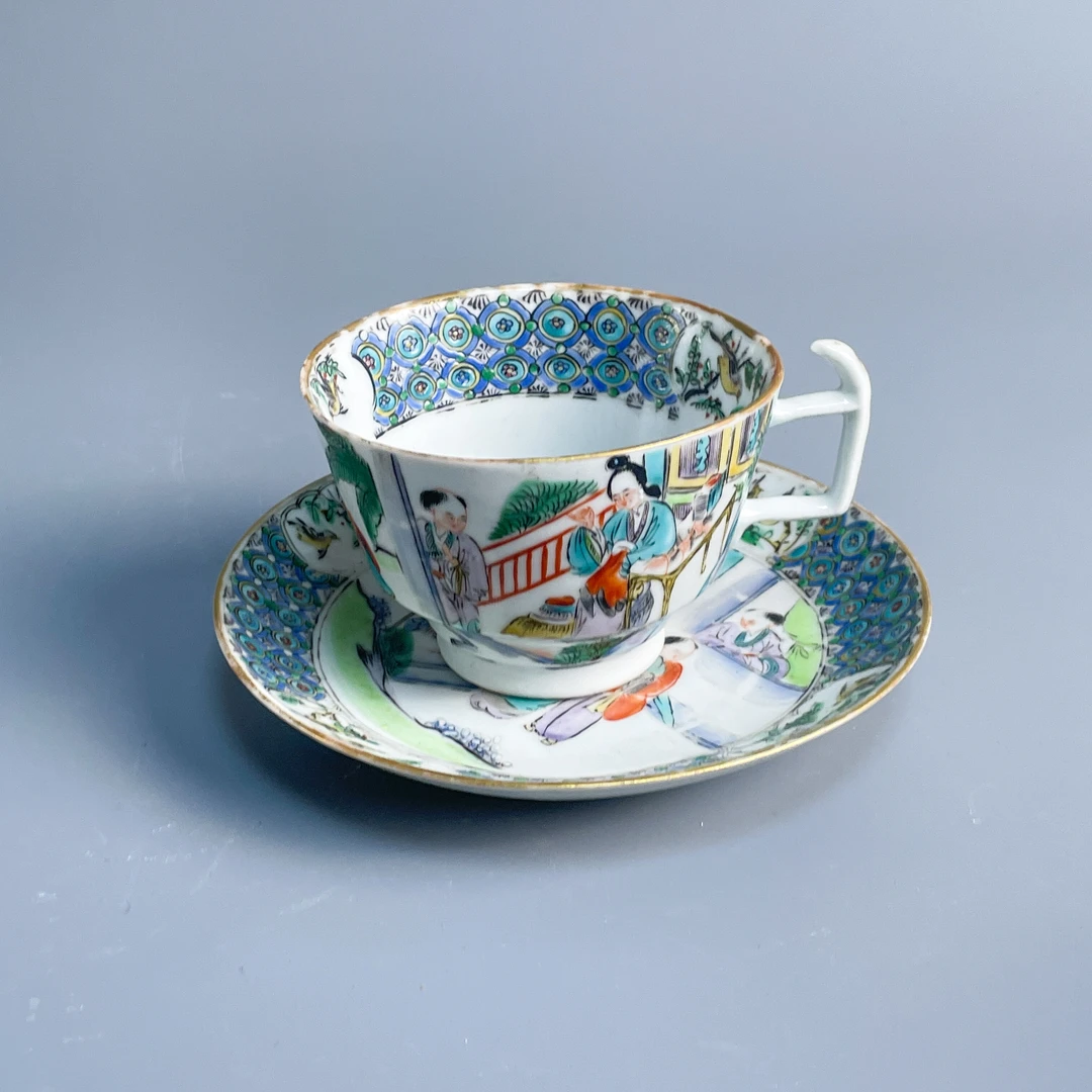 M25LP009389 - 清道光粉彩人物故事把杯碟