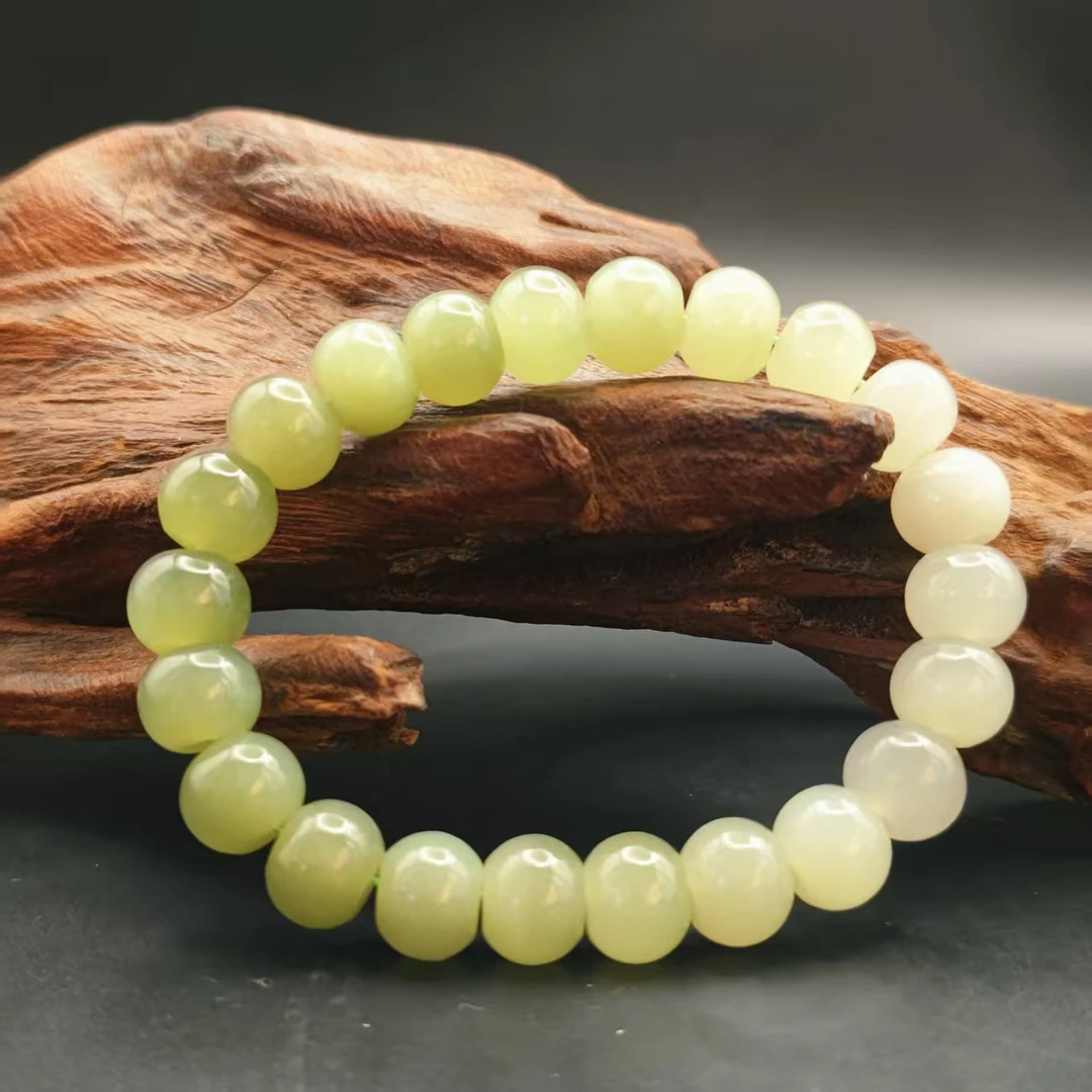 Q和田玉渐变算盘珠手串3157