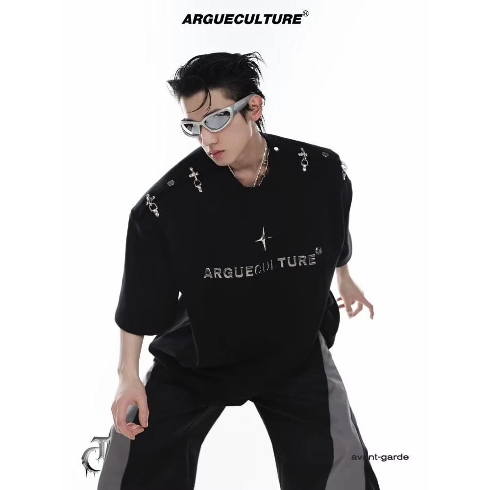 【Rich】短袖t恤男潮牌夏季宽松五分袖2024年新款网红潮流ins简约