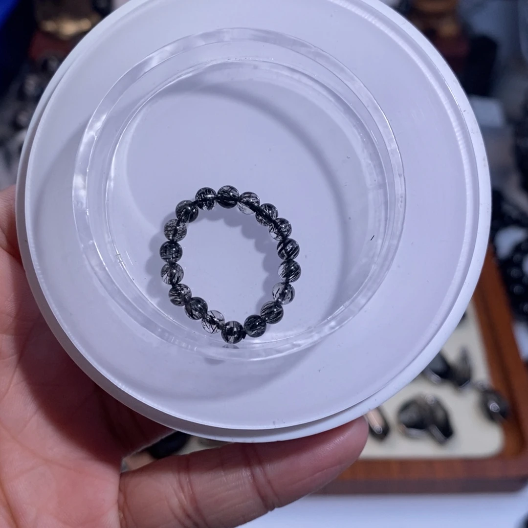 未镶嵌手链水晶黑发晶跑环3mm全透体满发蕾丝戒圈