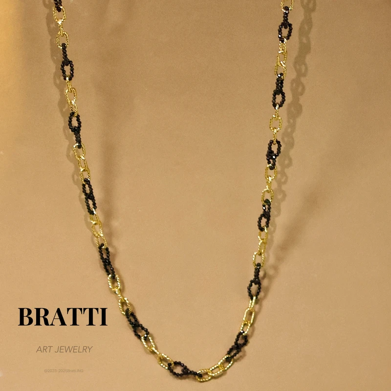 铜合金项链 铜合金项链 Bratti珠宝黑尖晶眼睛链（65cm)-XL0903