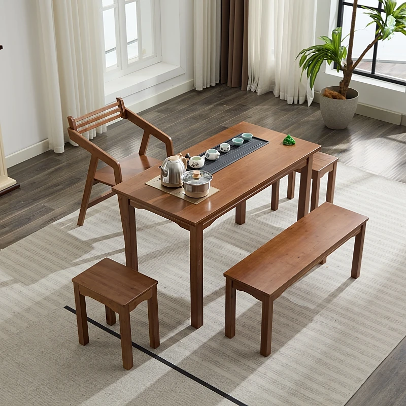 全竹泡茶台茶桌茶几办公室喝茶一体办公中式家用办公室阳台茶桌椅