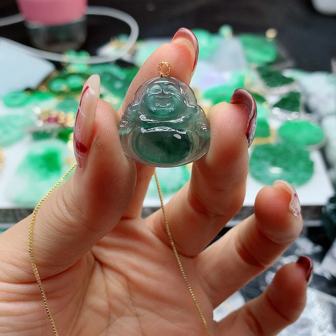 【闪购商品】翡翠吊坠(赠链)18K金镶嵌