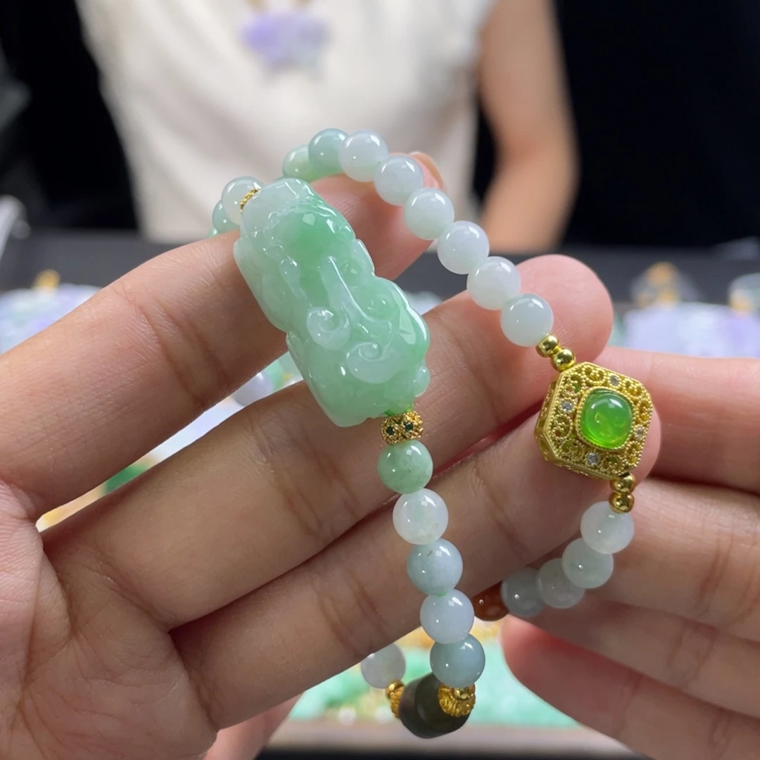 翡翠未镶嵌手链代编织