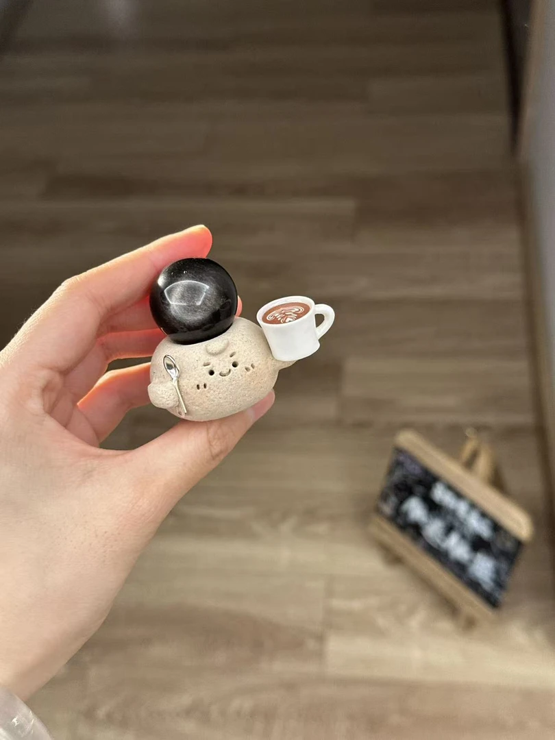 水晶小豆丁可爱黑钥匙咖啡杯