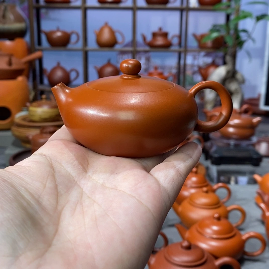 茶壶朱泥吴炫杰朱泥扁西施壶80c