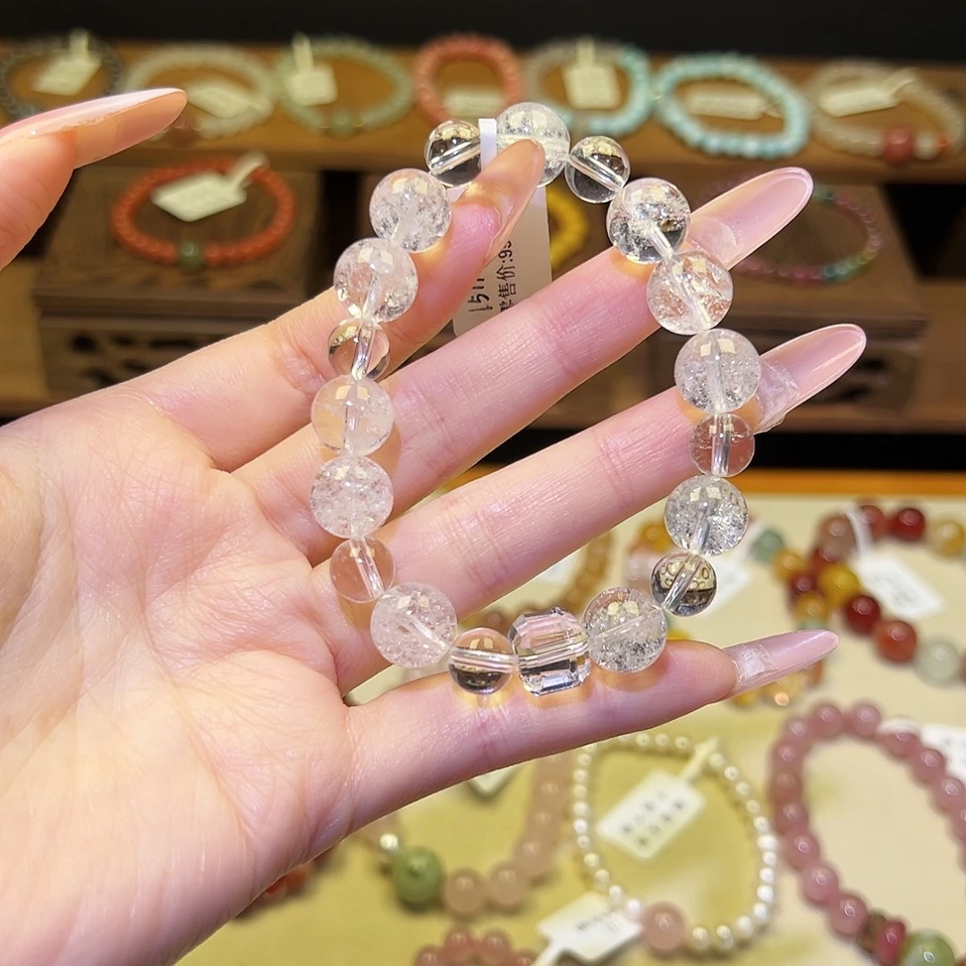 手串水晶银S925镀金镶嵌白