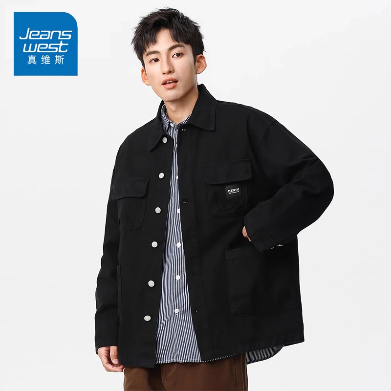 Jeanswest/真维斯潮牌男士工装夹克秋冬加厚宽松休闲百搭痞帅外套
