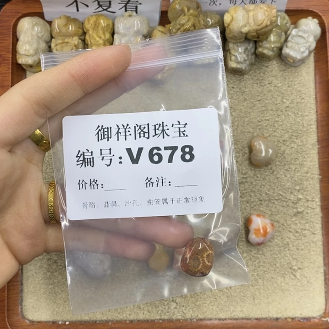 硅化珊瑚（珊瑚玉）颈饰未镶嵌圆***O