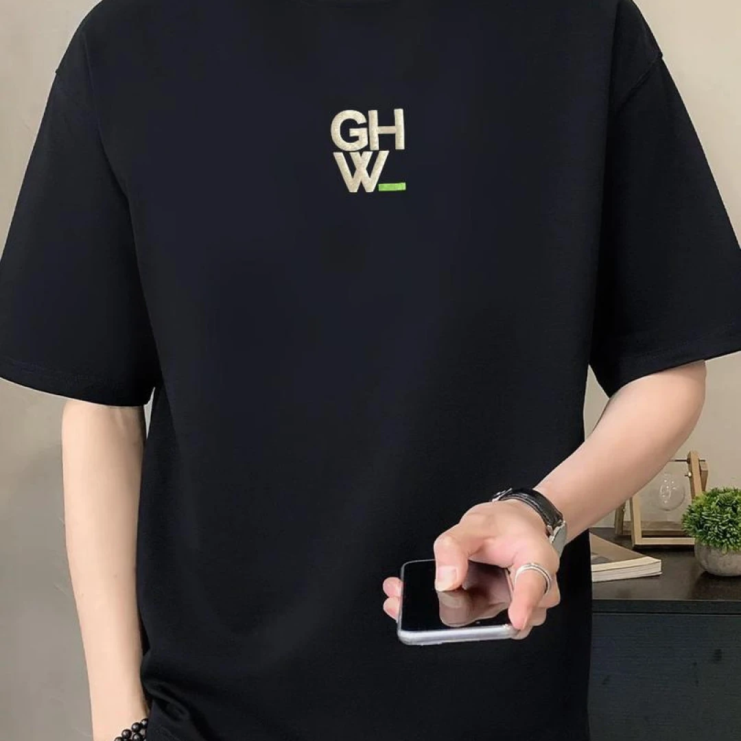 8606男士时尚简约印花休闲百搭潮流圆领短袖T恤
