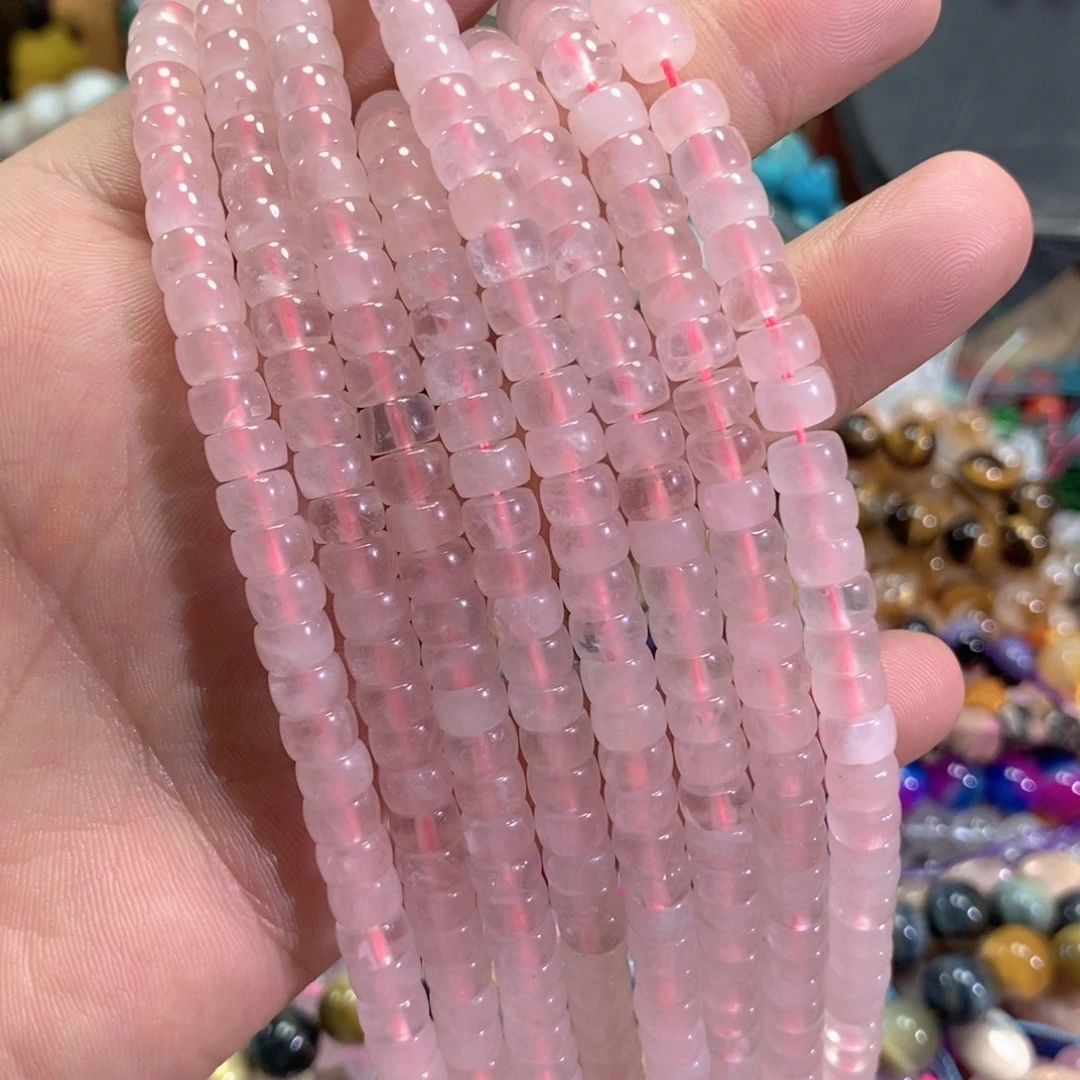 玛瑙/玉髓未镶嵌珠宝半成品天然粉水晶直切一条卡7mm