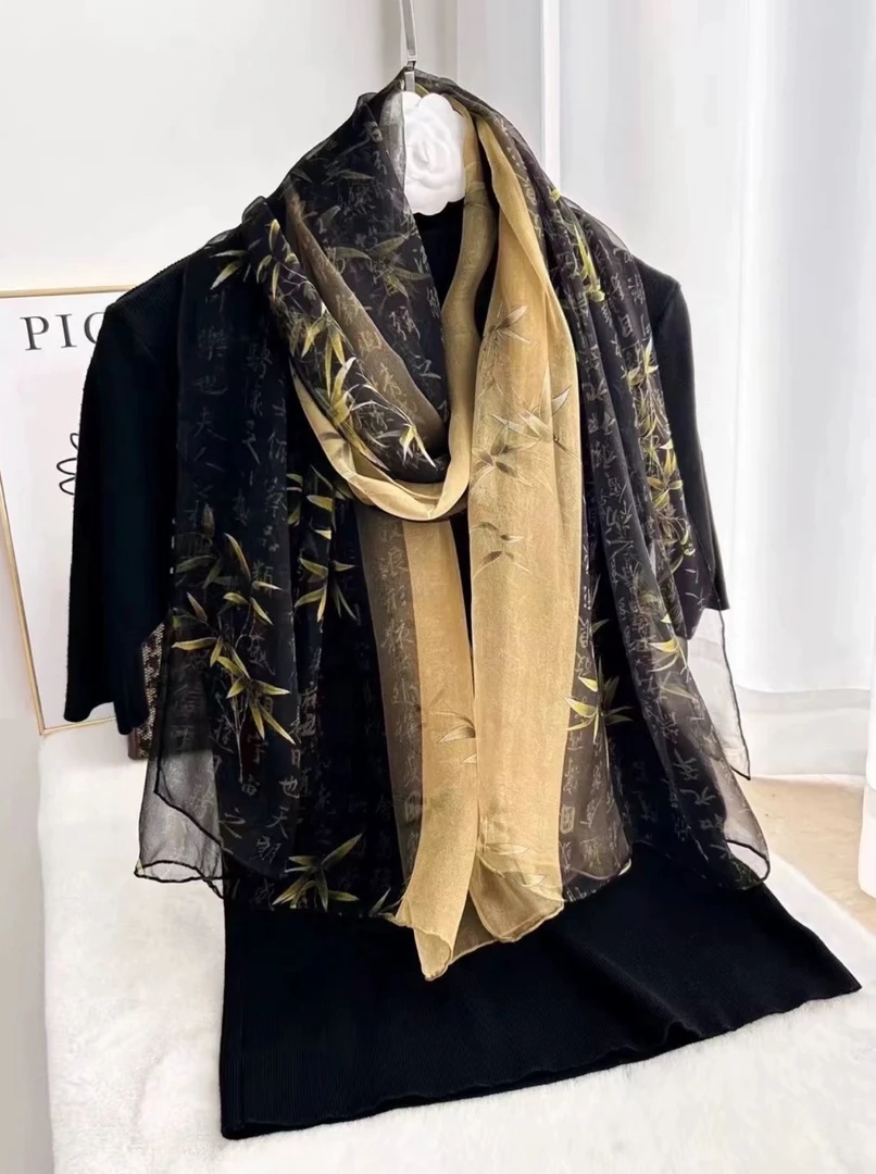 （8117）原创法式复古长巾轻奢送母亲节礼物百搭丝巾180*130