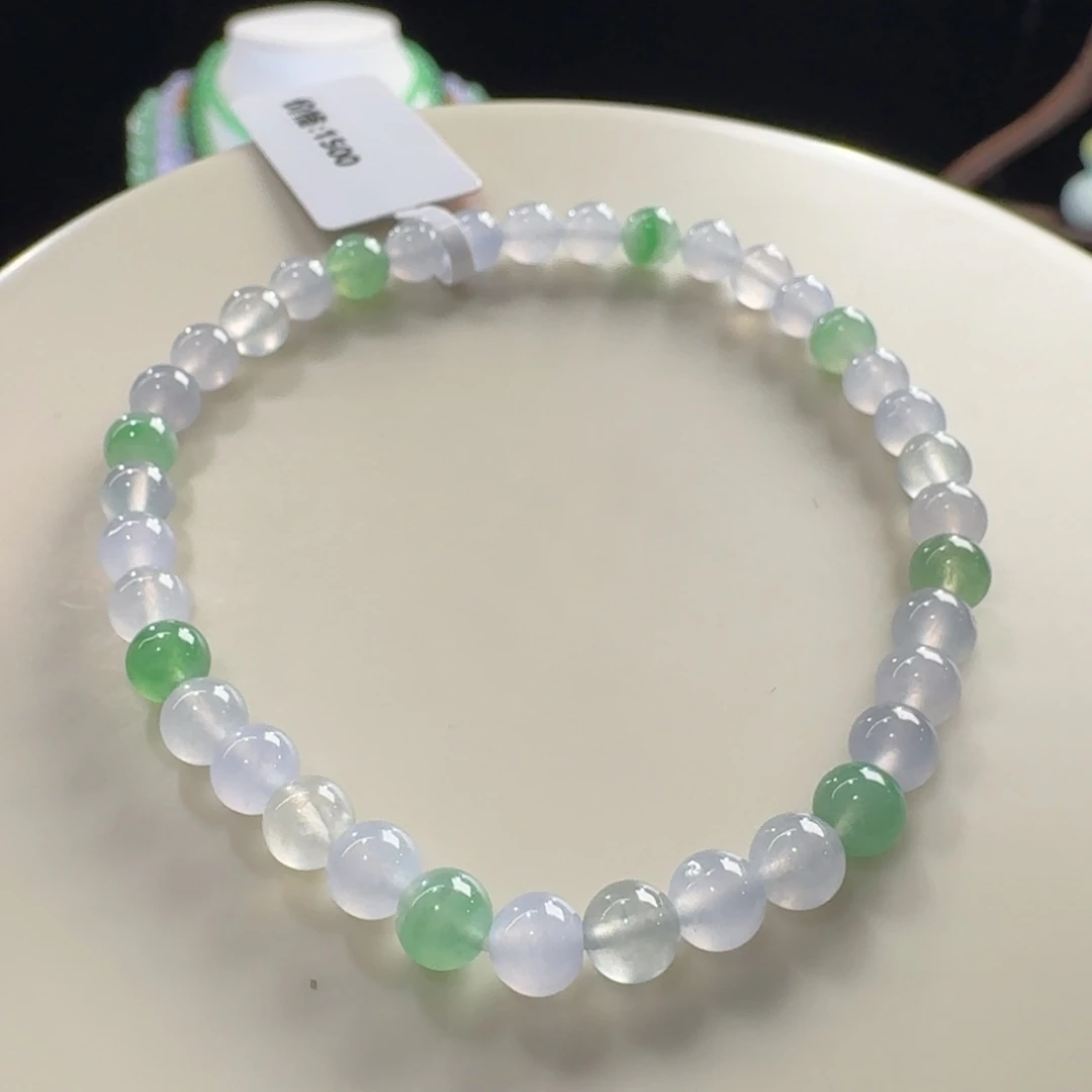 翡翠未镶嵌手链福利款三彩单圈卡5mm