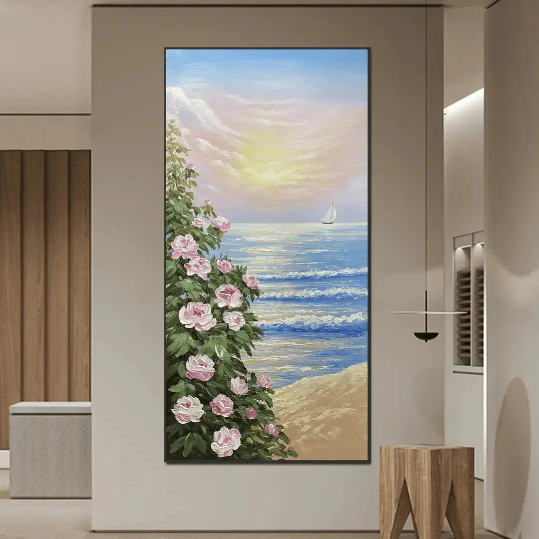 阳光花海︱玄关画田园装饰画玄关画轻奢背景简约80x160