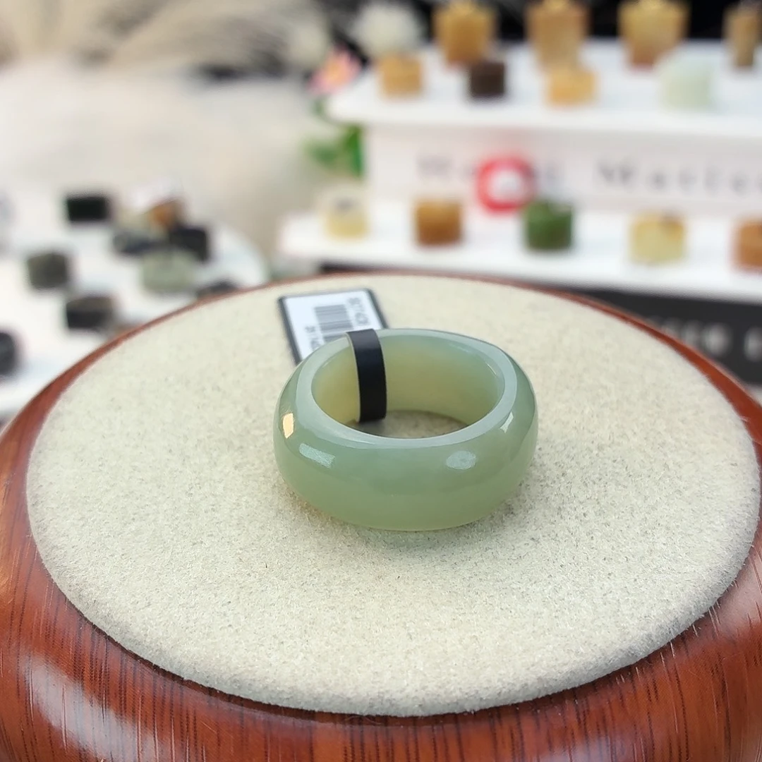 和田玉未镶嵌戒指i50且末蓝方圆18.1mm