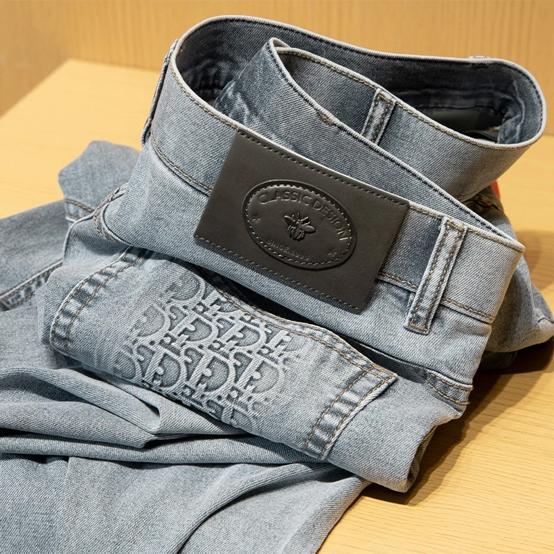 高级感~奢侈品大牌风高端洗水牛仔裤男修身直筒2025新款夏季薄款
