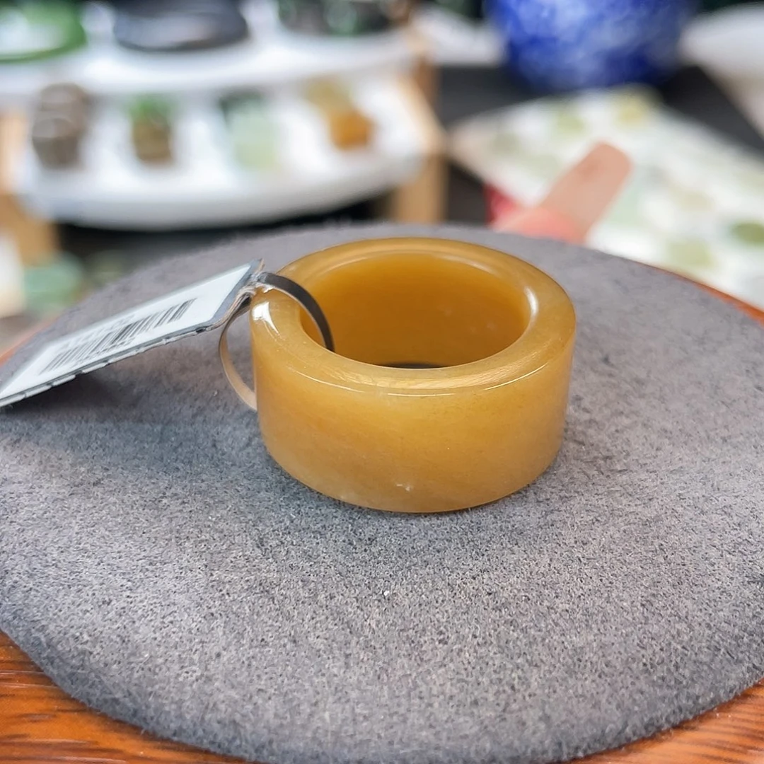 和田玉未镶嵌戒指c69 黄糖直切18.3