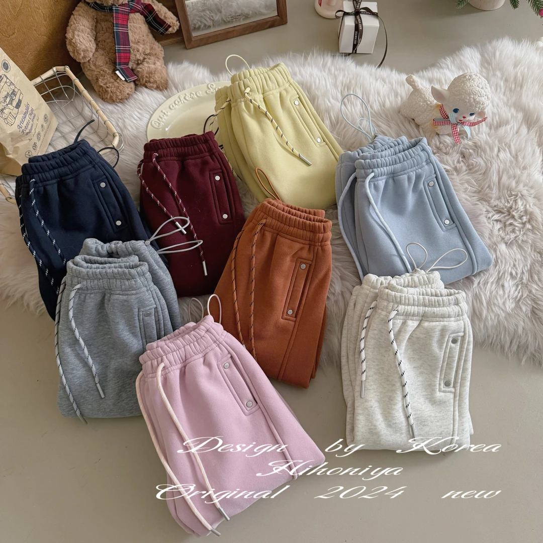 【八色卫裤】丹妮Hihoniya2024冬季亲子款纯色宽松显瘦韩版抽绳卫裤