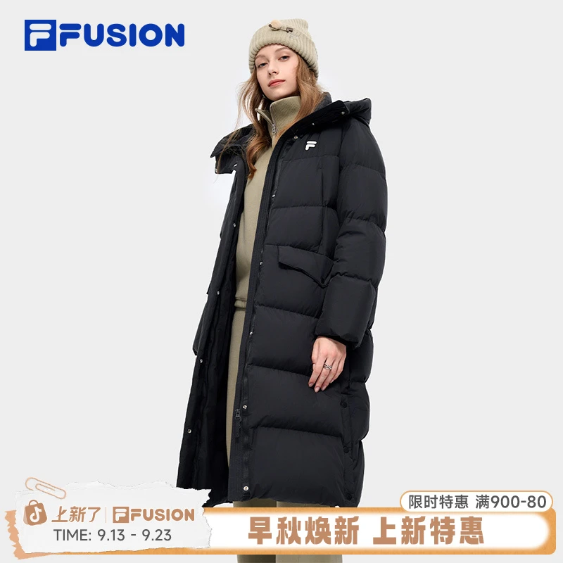 【经久耐穿】FILA斐乐潮牌防水鸭绒中长款保暖运动外套T11W445904F