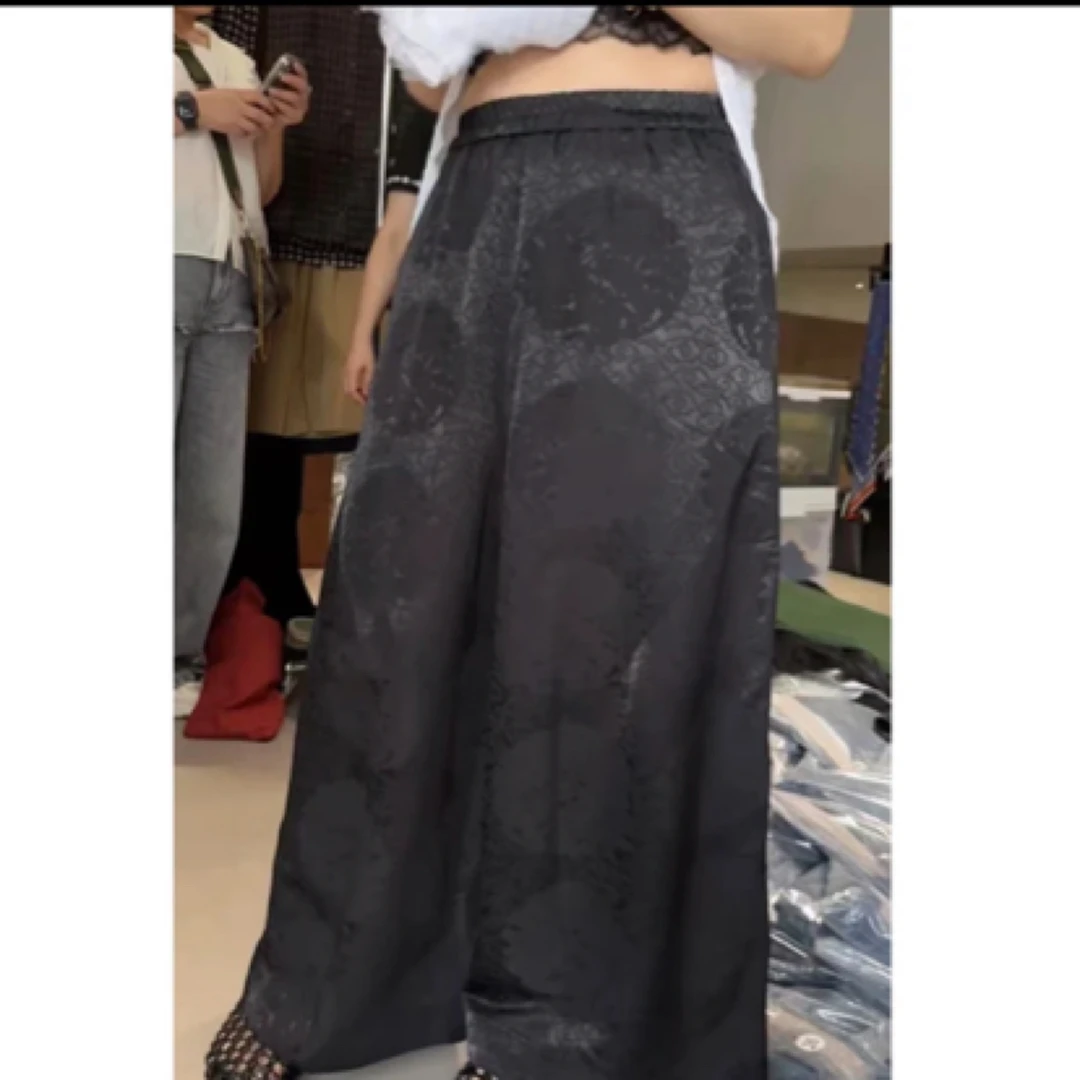 《有钱花顶配裤》CJ888宽松时尚休闲裤女裤薄款轻奢提花直筒裤