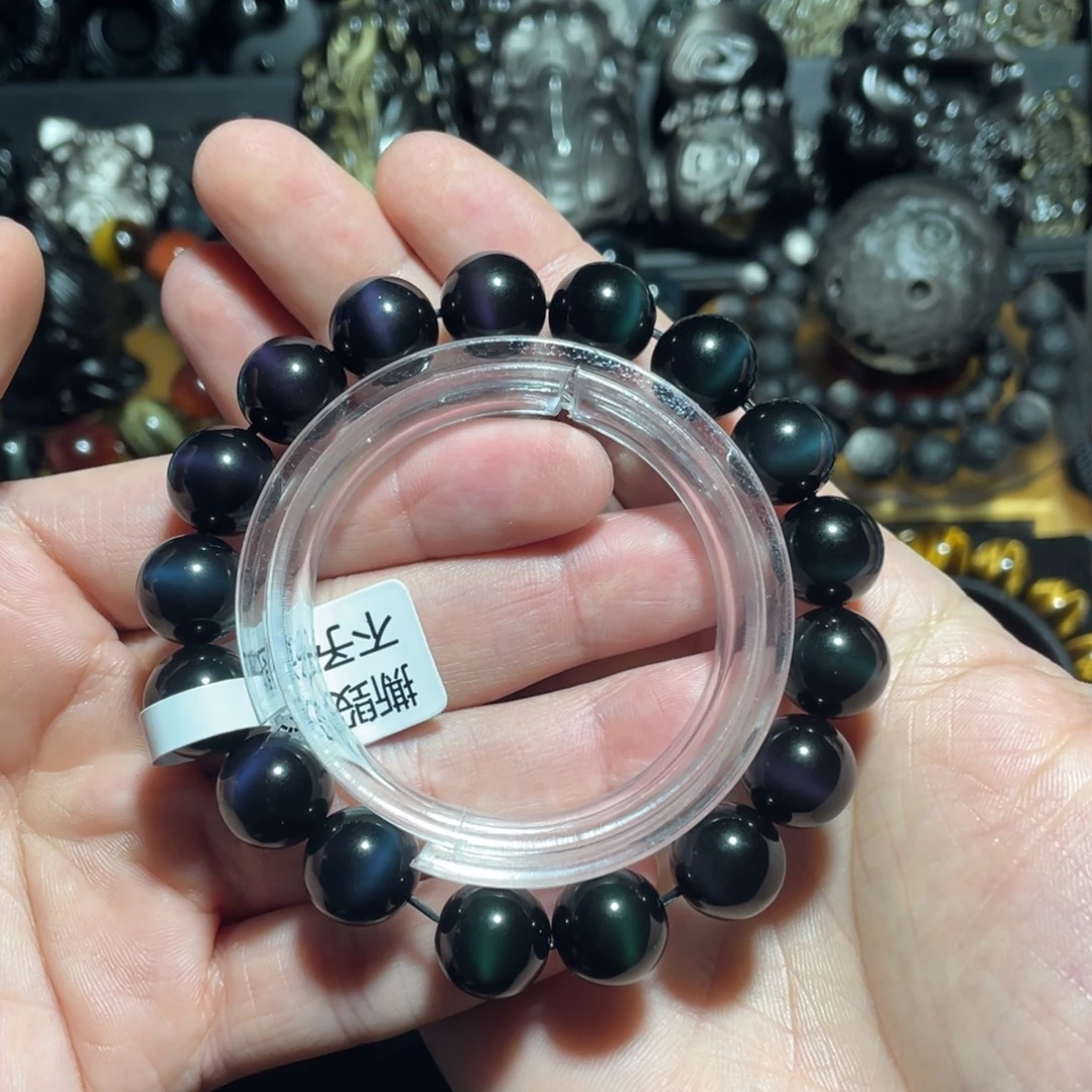 一***变黑曜岩未镶嵌手串