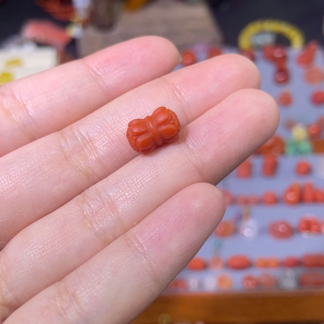 南红玛瑙并蒂莲满色满肉柿子红未镶嵌