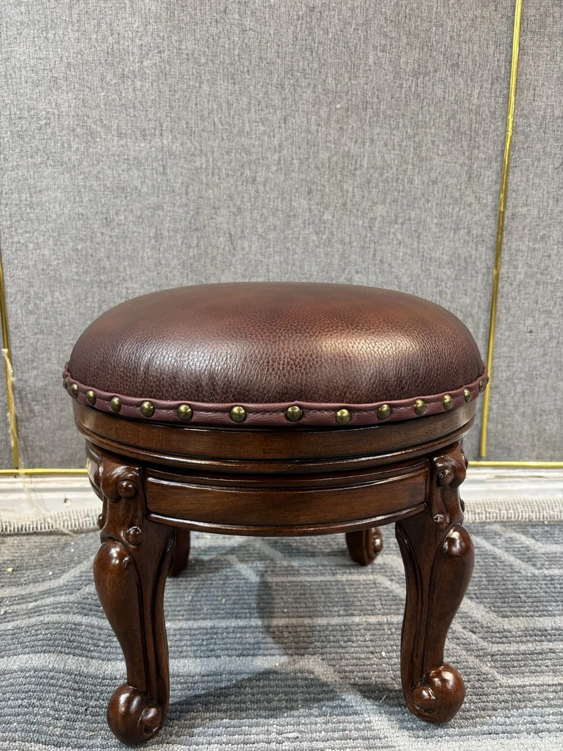 旋转圆凳 棕色 400*400*350  美式圆凳脚踏坐具